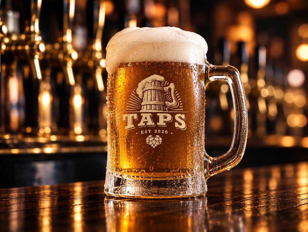 A frosty mug of beer at the bar